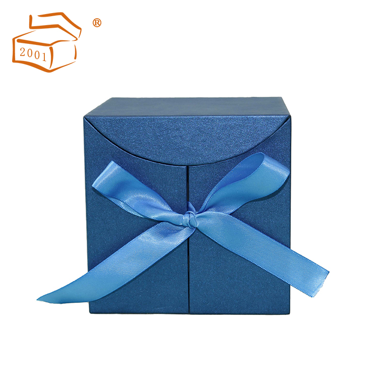 Double door Jewelry set paper box with ribbon bow